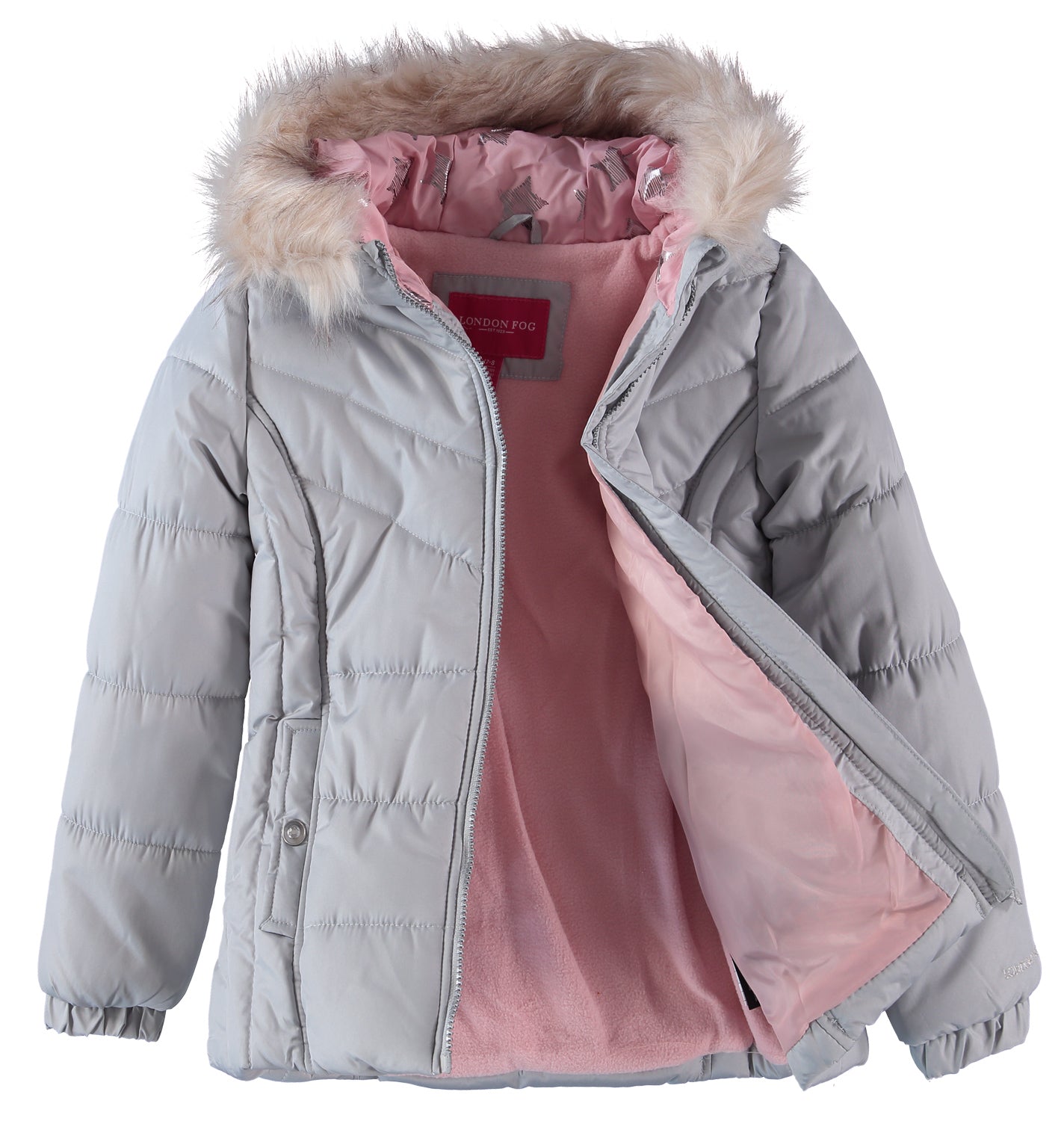 London Fog Girls 7-16 Bubble Jacket with Fleece Hat