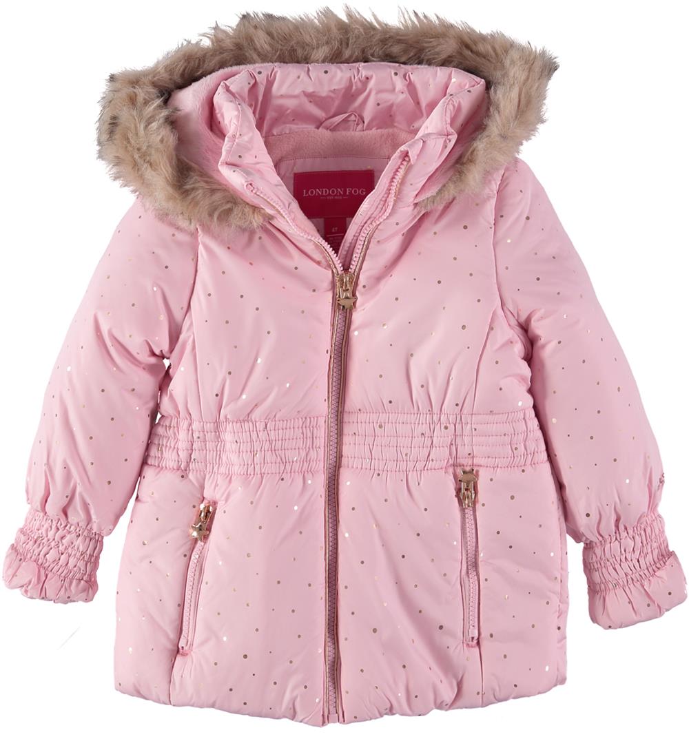 London Fog Girls 2T-4T Foil Dot Smock Parka Jacket