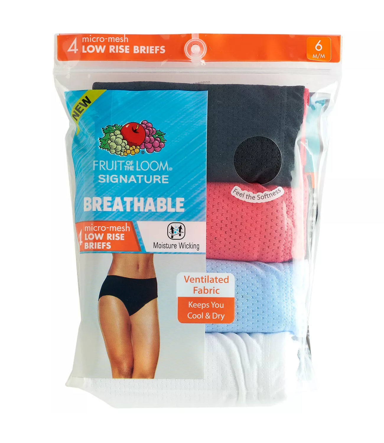 Fruit of the Loom Womens Signature Breathable 4-Pack Low Rise Briefs