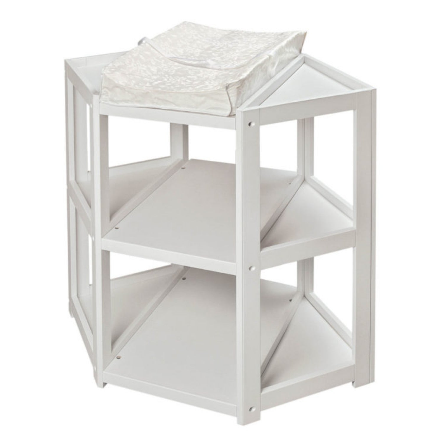 Badger Basket Diaper Corner Baby Changing Table – White