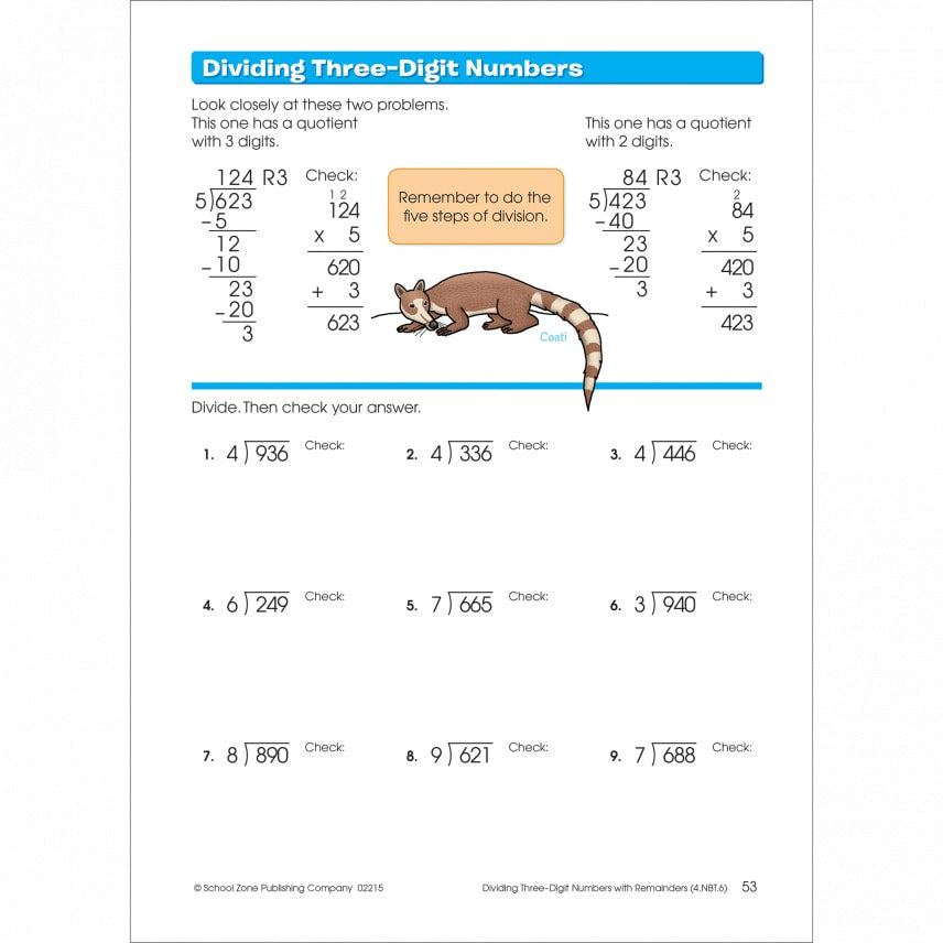 School Zone Multiplication & Division Grades 3-4 Workbook