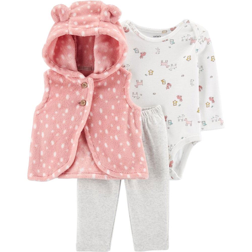 Carters Girls 0-24 Months Animal 3-Piece Vest Pant Set