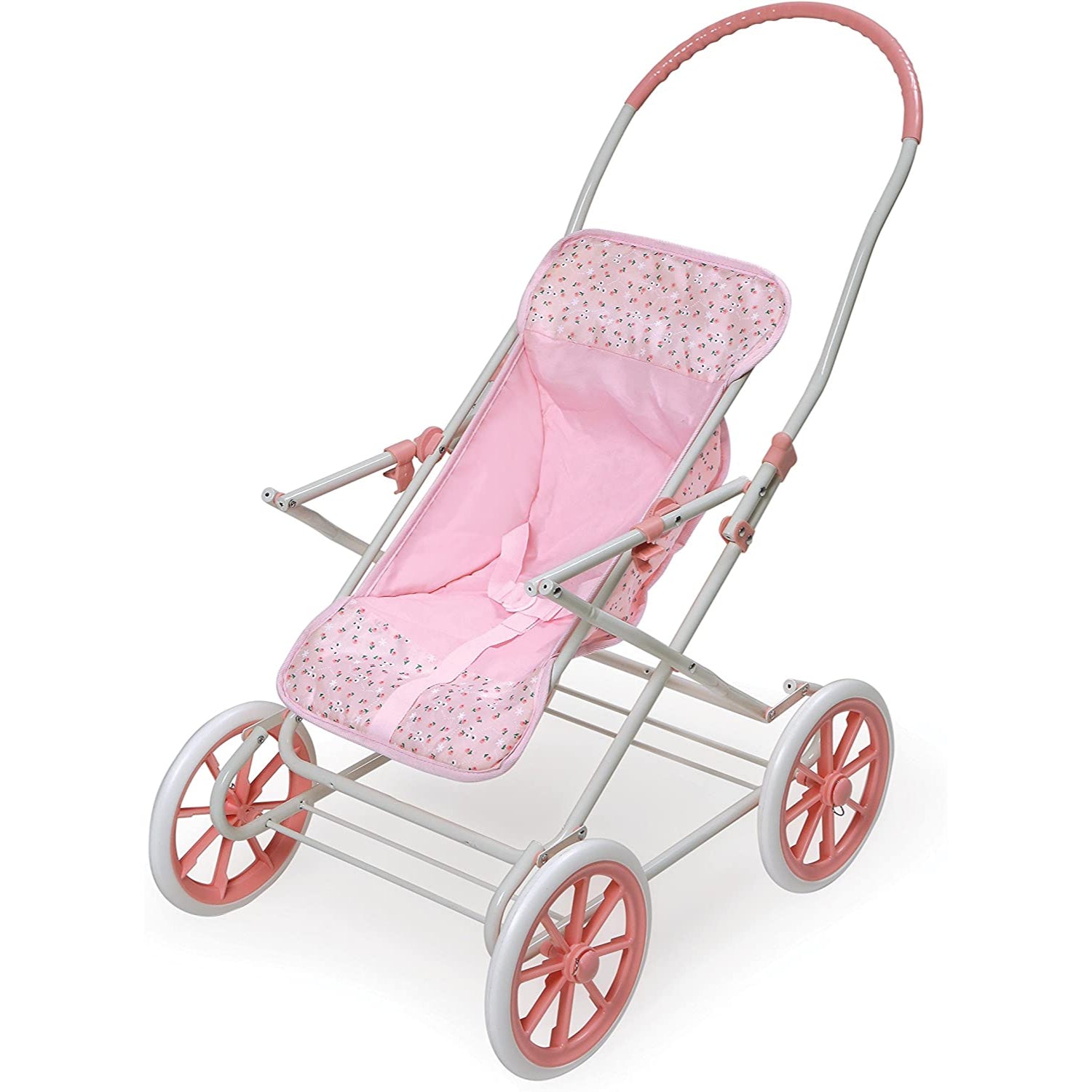 Badger Basket Pink Rosebud 3-in-1 Doll Pram, Carrier, and Stroller