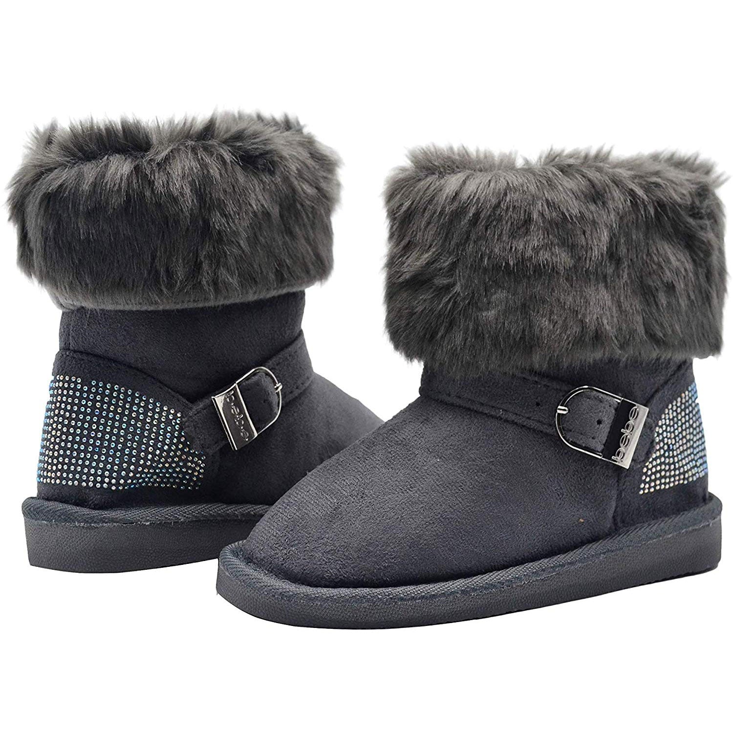 Bebe Girls Fur Cuff Rhinestone Boots