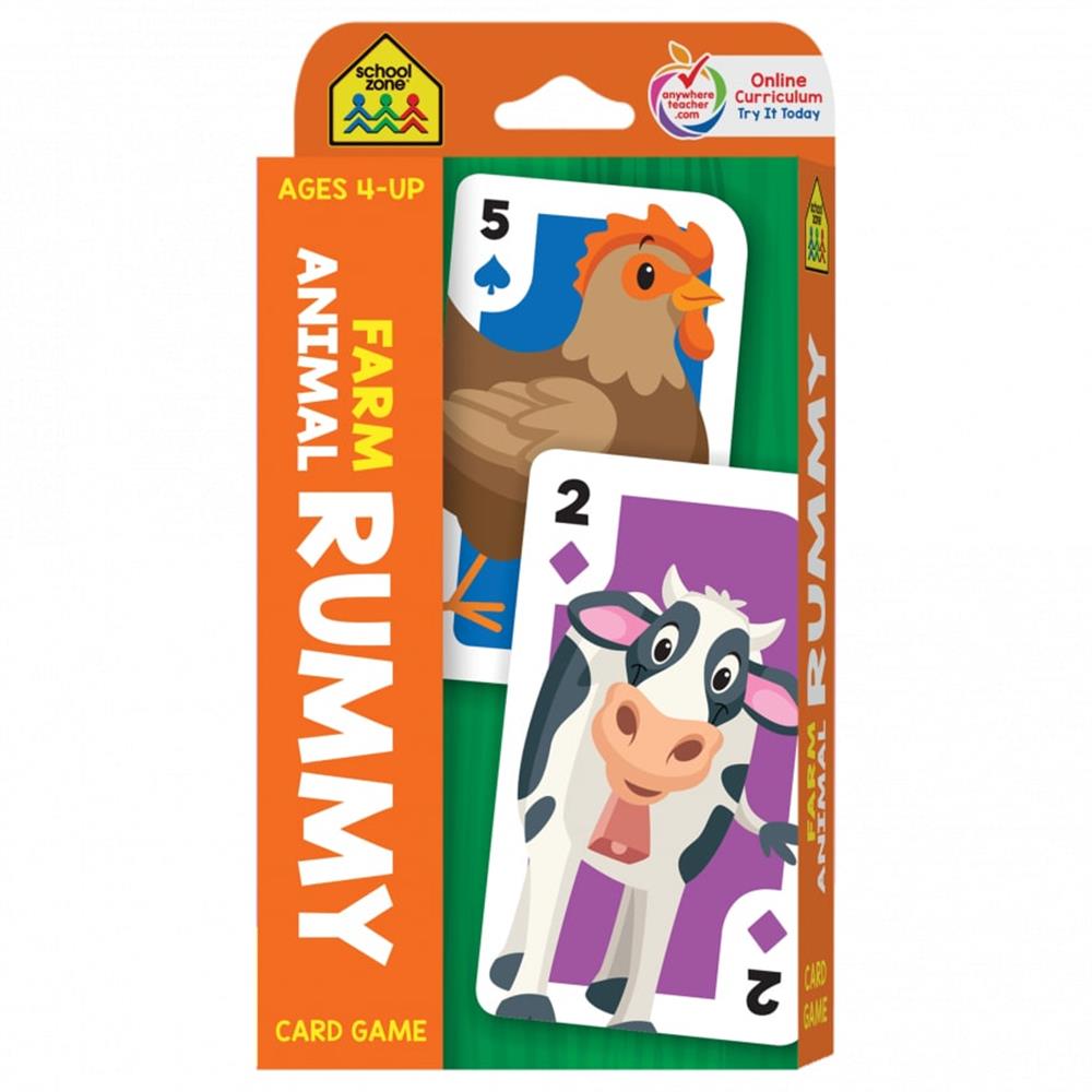 School Zone Rummy Farm Animal Card Game