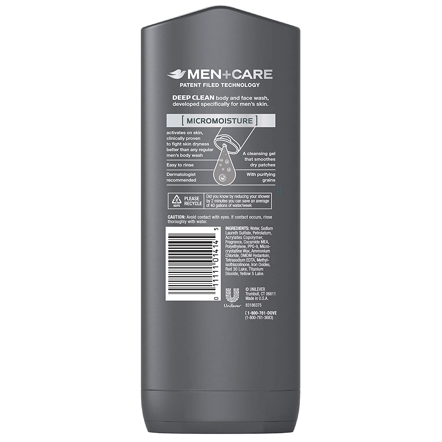 Dove Men+Care Body & Face Wash, Deep Clean 13.5 Fl Oz