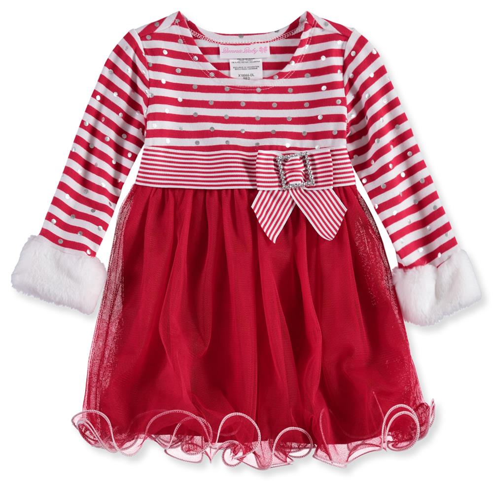 Bonnie Jean Girls 12-24 Months Santa Mesh Dress