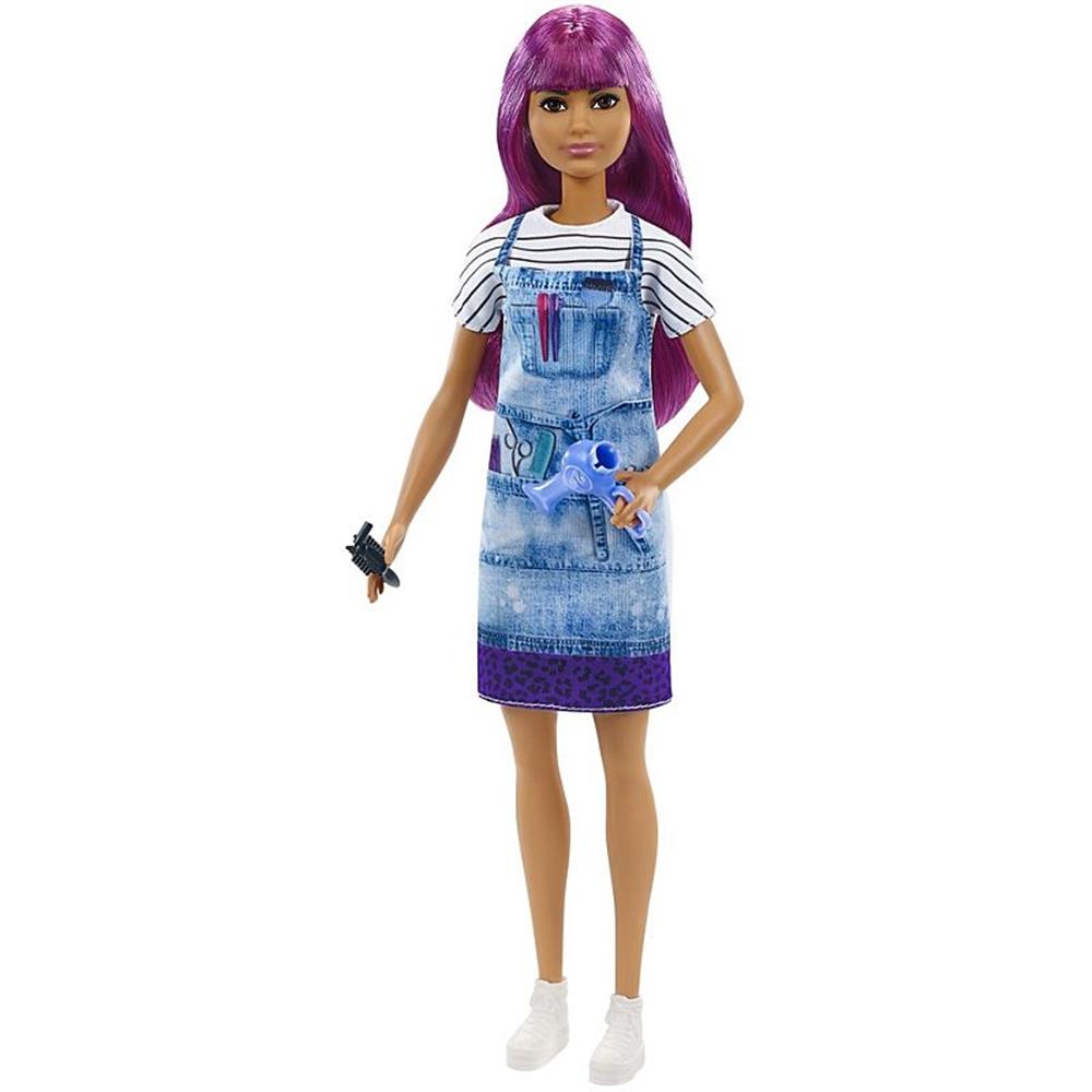 Mattel Barbie Salon Stylist Doll (12-in/30.40-cm), Purple Hair, Accessories