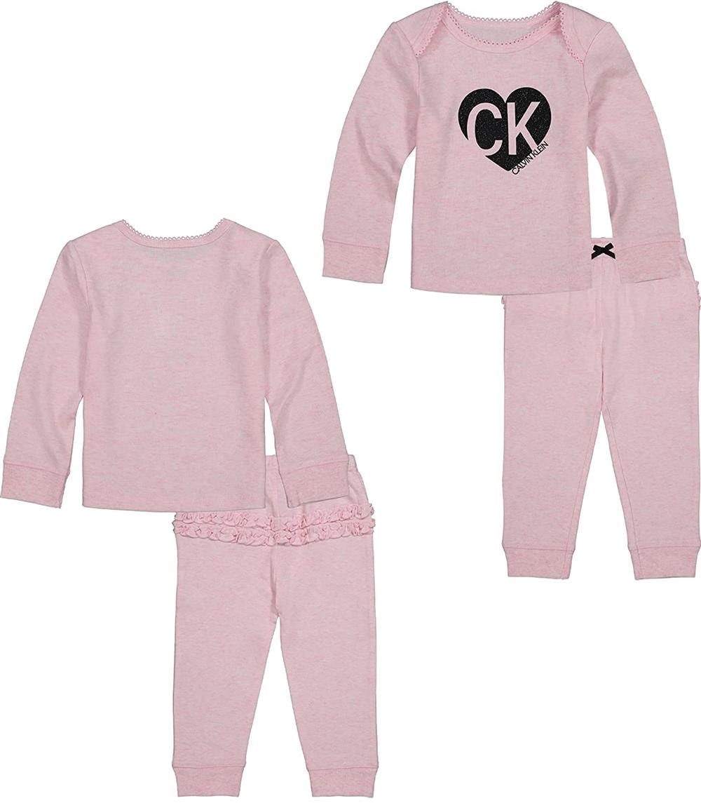 Calvin Klein Girls Glitter Heart Cotton Pant Set