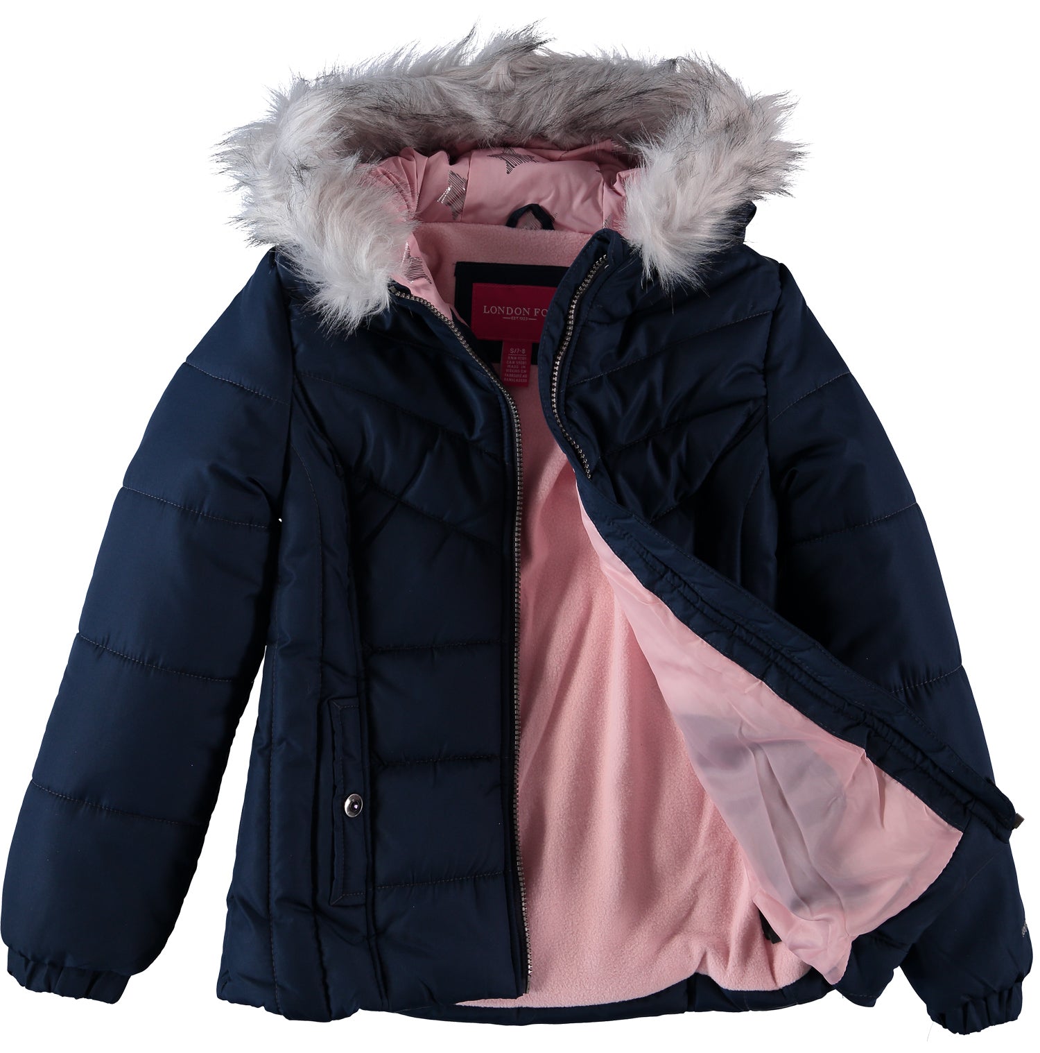 London Fog Girls 7-16 Bubble Jacket with Fleece Hat