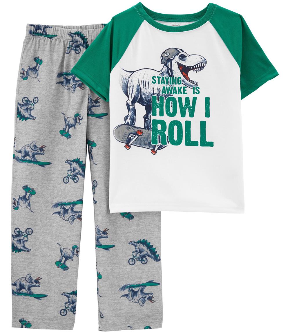 Carters Boys 4-8 2-Piece Dinosaur Loose Fit Poly PJs