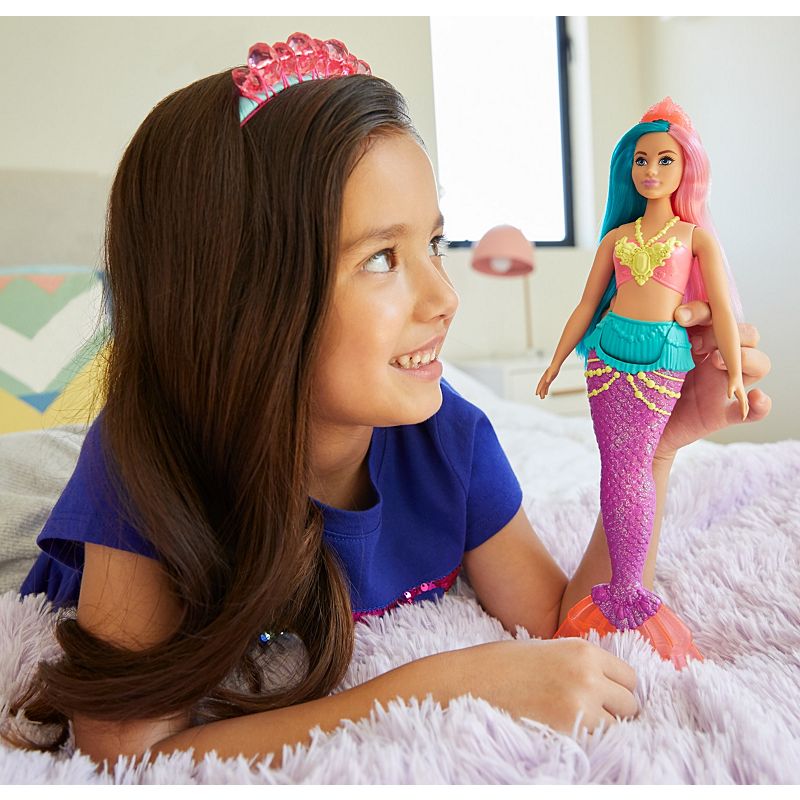 Mattel Barbie Dreamtopia Mermaid Doll, 12-inch, Teal and Pink Hair, with Tiara