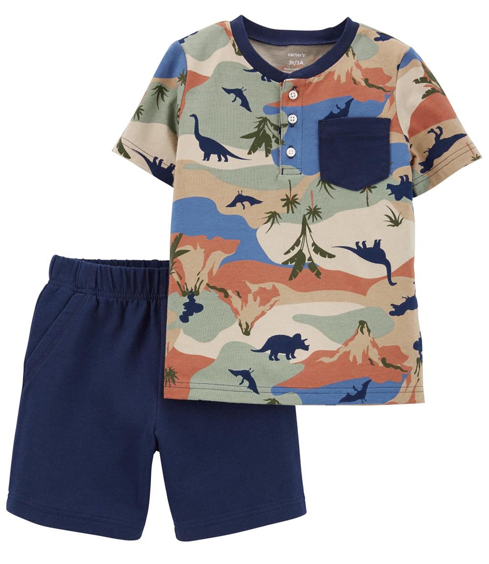 Carters Boys 2T-5T 2-Piece Dinosaur Jersey Tee & Short Set