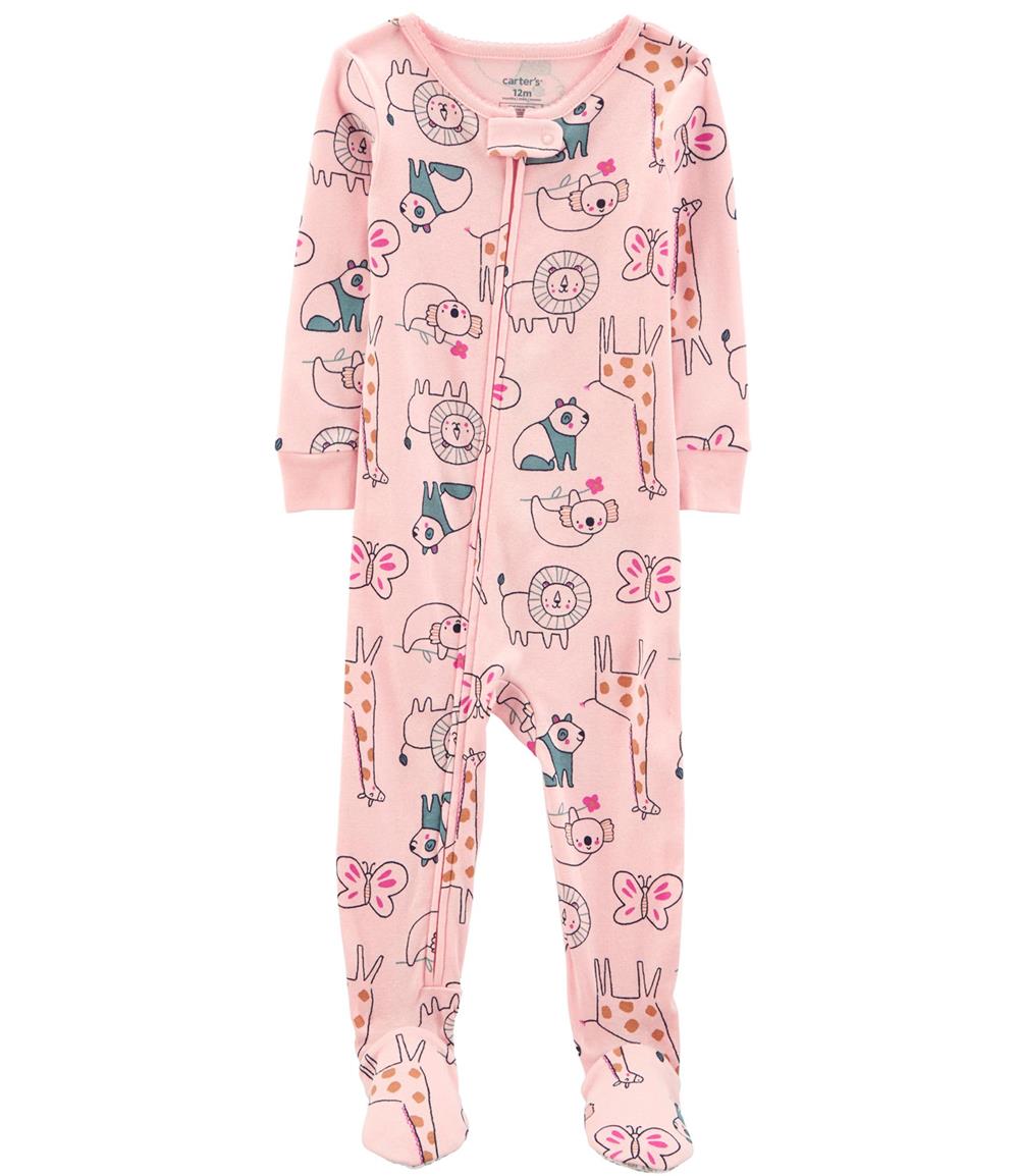 Carters Girls 12-24 Months 1-Piece Animals 100% Snug Fit Cotton Footie PJs