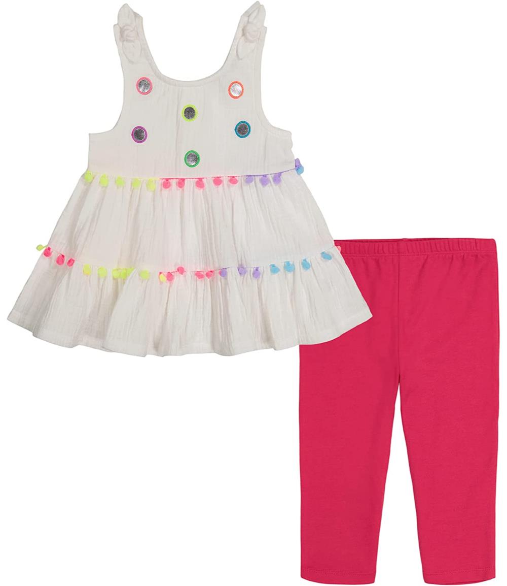 Kids Headquarters Girls 2T-4T Pom Tank Legging Set