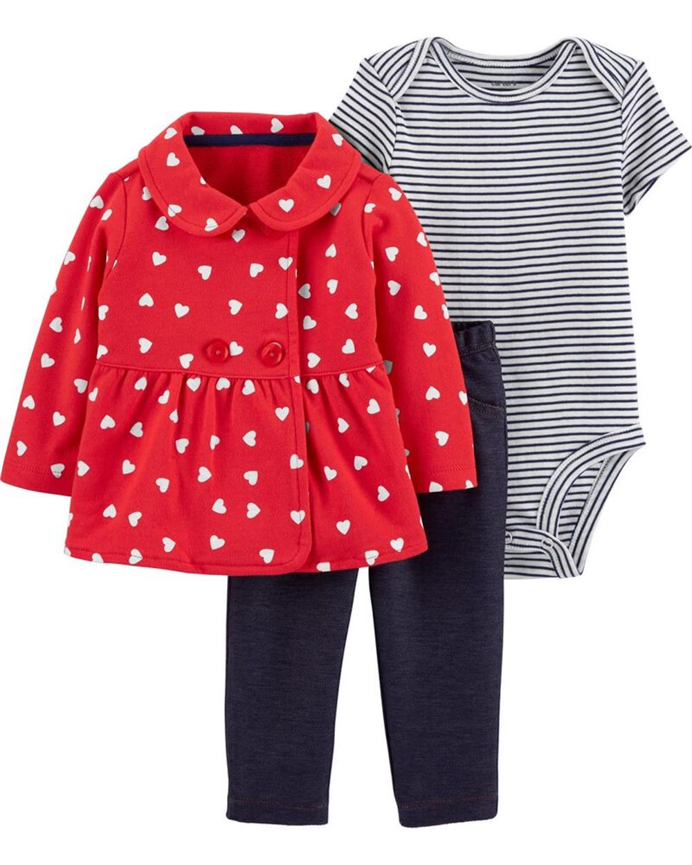 Carters Girls 0-24 Months Heart 3-Piece Cardigan Set