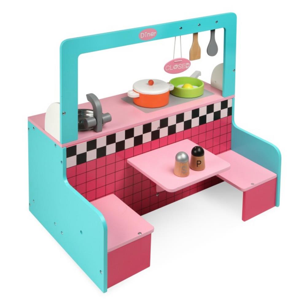 Badger Basket Retro Diner and Kitchen Doll Playset with Accessories