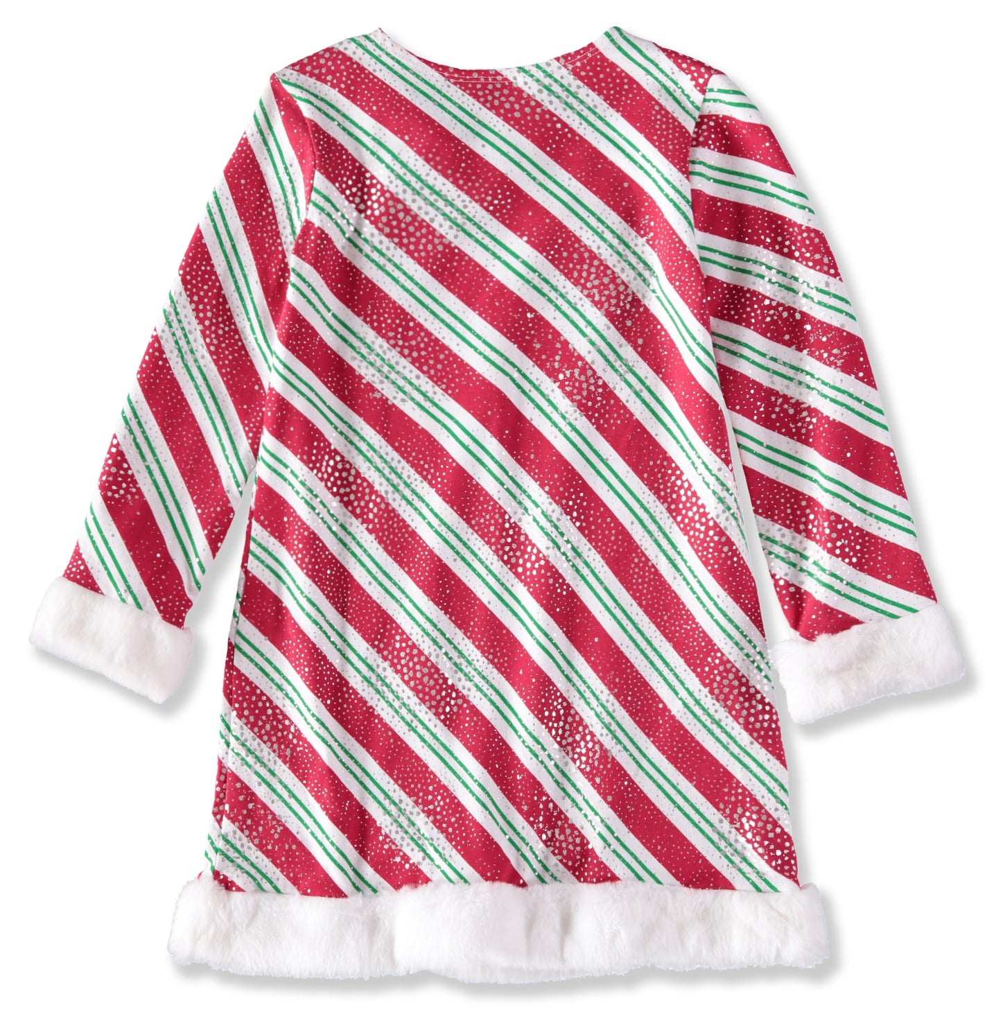 Bonnie Jean Girls 4-6X Candy Cane Faux Fur Dress