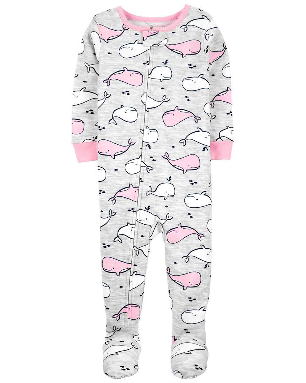 Carters Girls 2T-4T 1-Piece Whale 100% Snug Fit Cotton Footie PJs