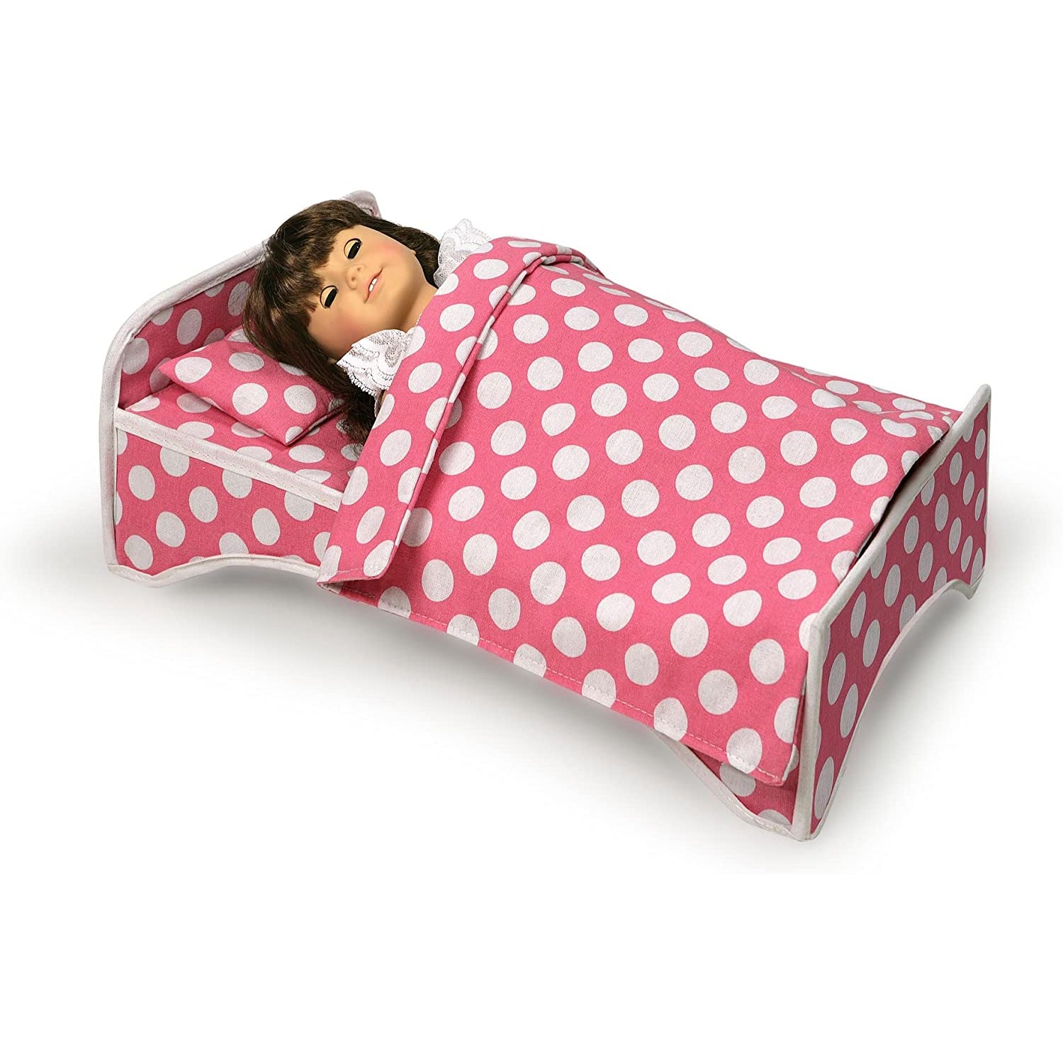 Badger Basket Doll Travel Case with Bed and Bedding - Dark Pink (fits 18'' Dolls)