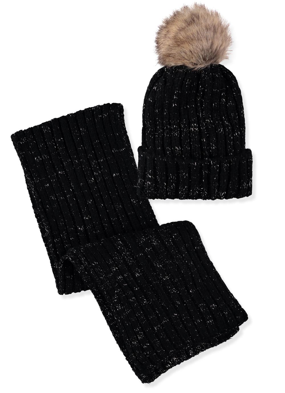 Connex Gear Womens Marled Cable Knit Hat and Scarf 2-Piece Set