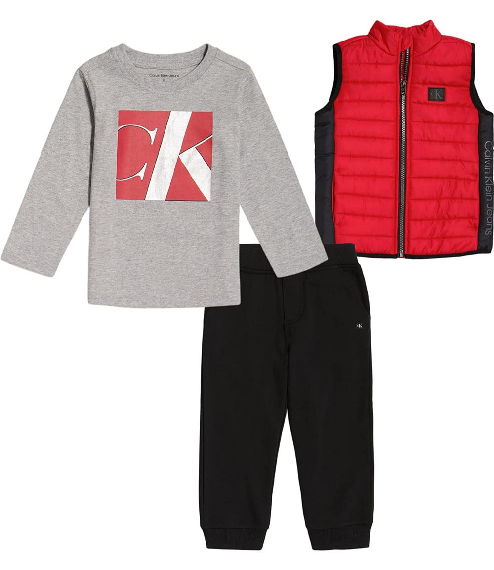 Calvin Klein Boys 4-7 3-Piece Vest Jogger Set