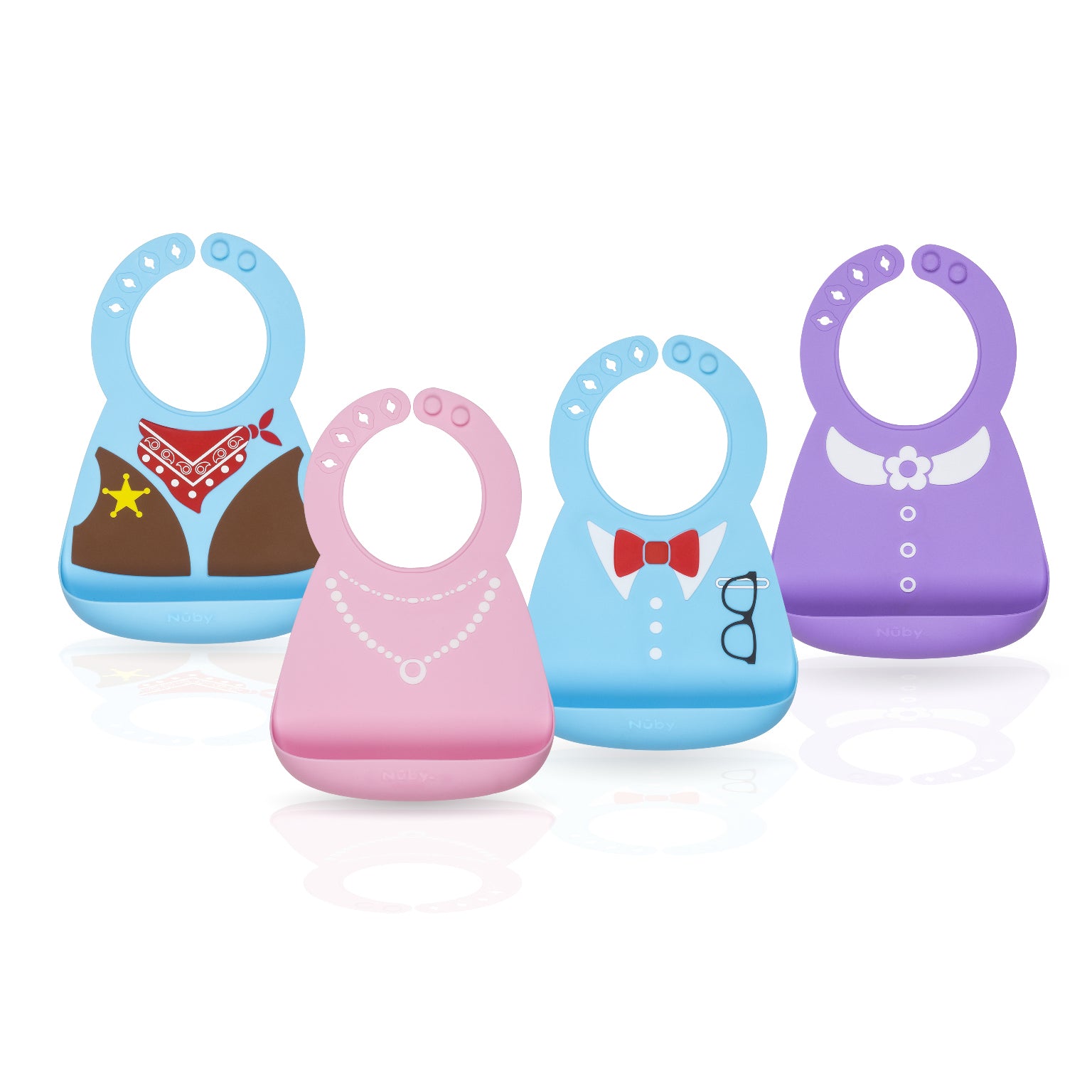 Nuby 3D Silicone Bibs in Dress Up Designs