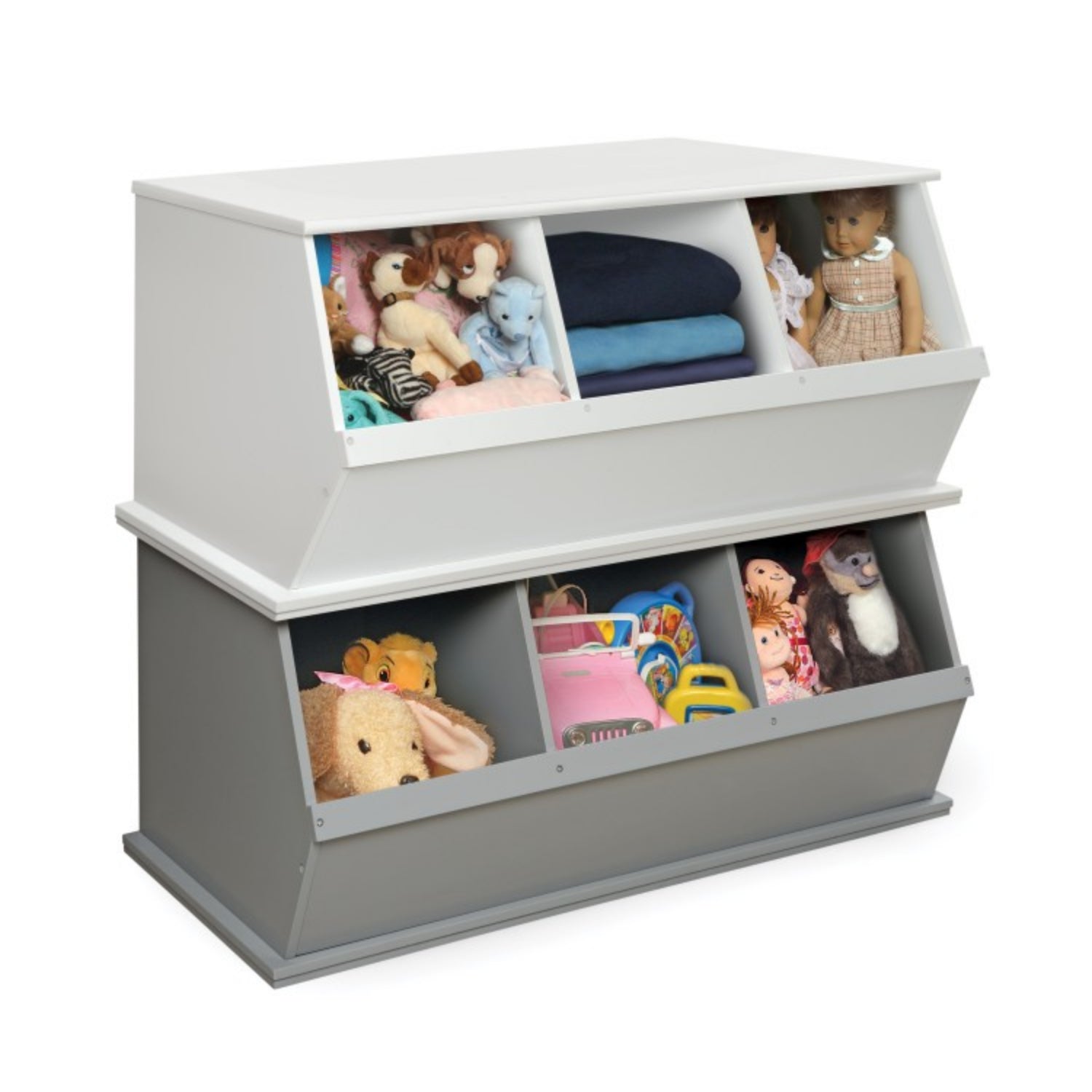 Badger Basket Three Bin Stackable Storage Cubby – White