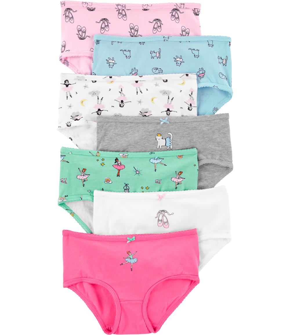 Carters Girls 2-14 Ballet Stretch Cotton Undies, 7-Pack