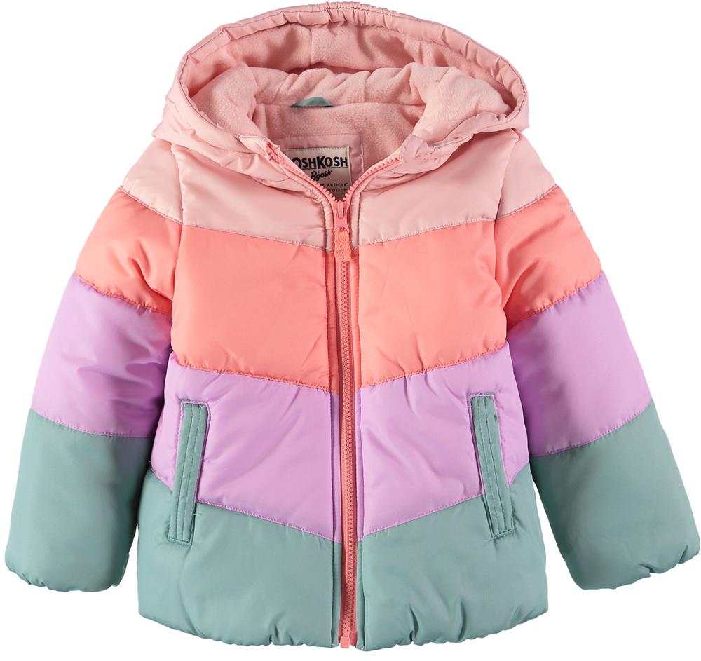 Osh Kosh Girls 2T-4T Colorblocked Chevron Puffer Jacket