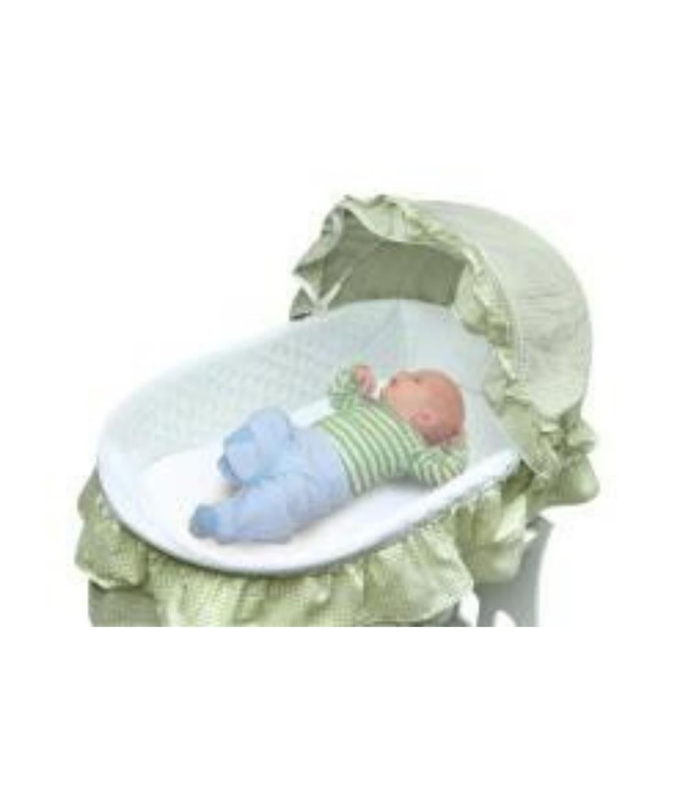 Badger Basket Badger Basket Portable Bassinet & Cradle with Toy Box Base, Sage Waffle Ruffled