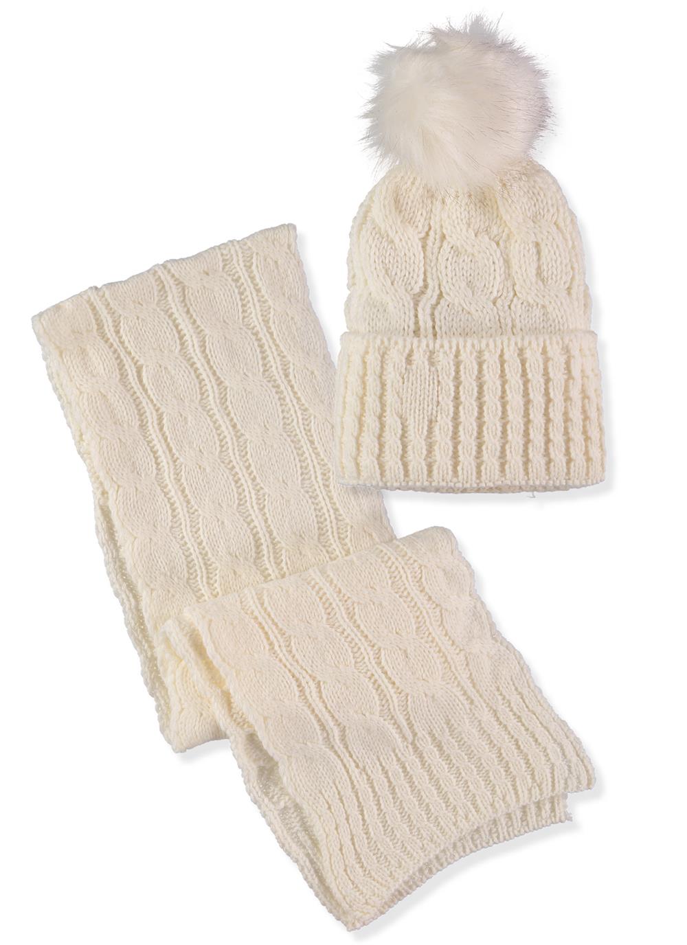 Connex Gear Womens Cable Knit Hat and Scarf 2-Piece Set