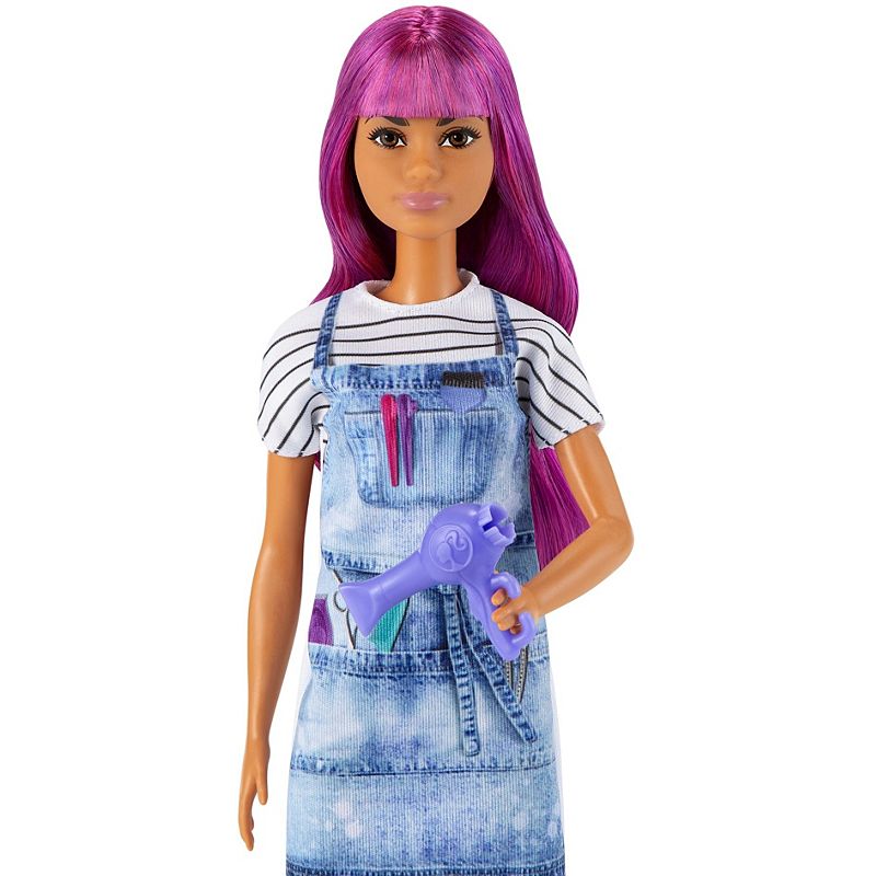 Mattel Barbie Salon Stylist Doll (12-in/30.40-cm), Purple Hair, Accessories