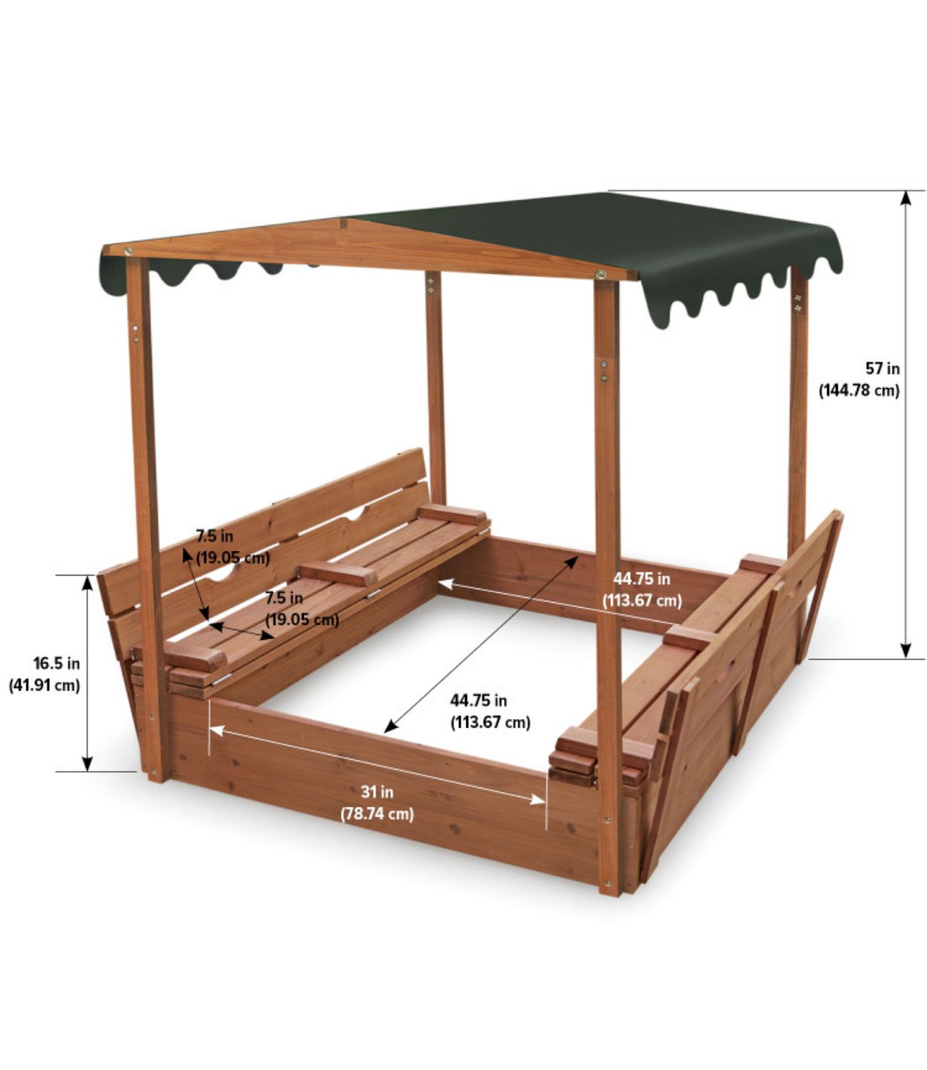 Badger Basket Covered Convertible Cedar Sandbox with Canopy and Two Bench Seats