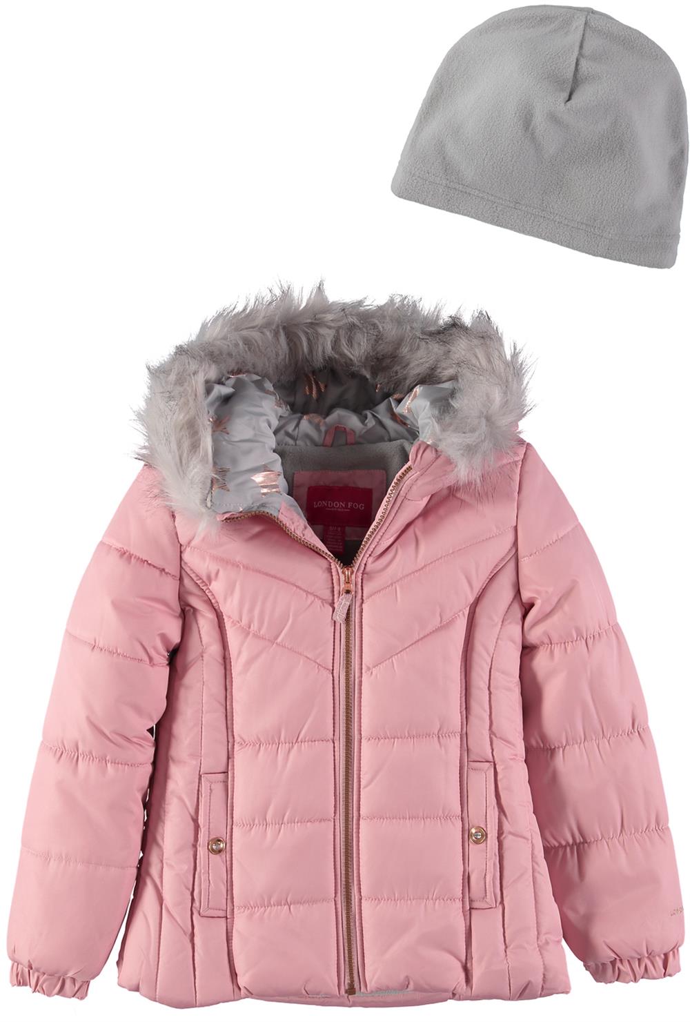 London Fog Girls 7-16 Bubble Jacket with Fleece Hat