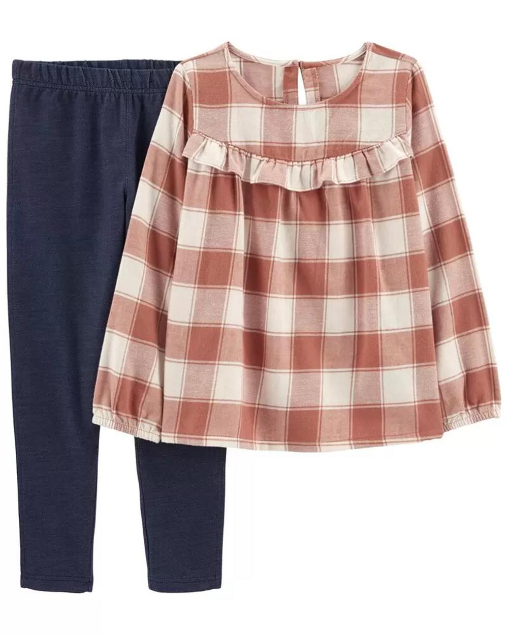 Carters Girls 4-7 2-Piece Plaid Flannel Top & Legging Set