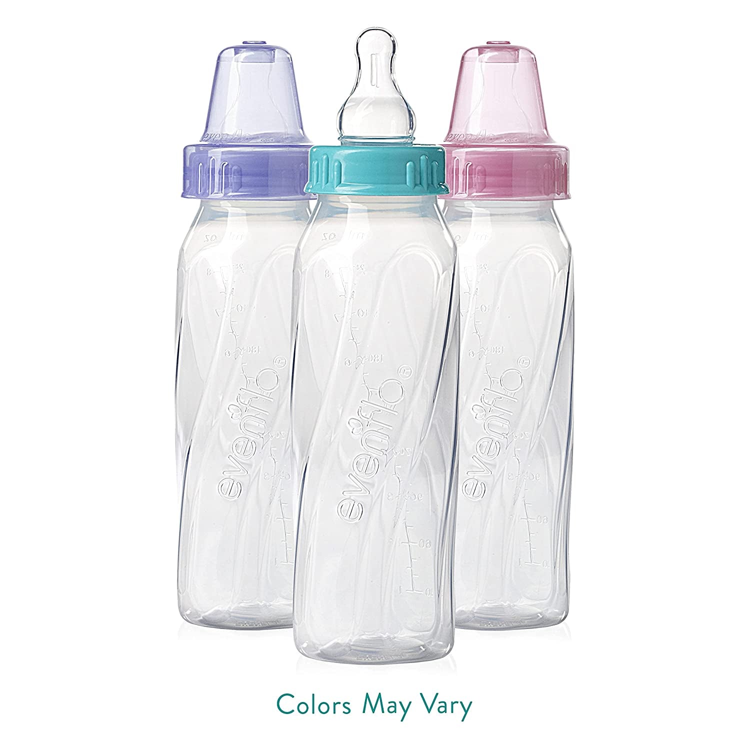 Evenflo Feeding Classic Plastic Baby Bottles, Color, 3 Pack - 8 oz