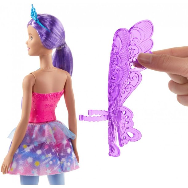 Mattel Barbie Dreamtopia Fairy Doll, 12-inch, Purple Hair, with Wings and Tiara