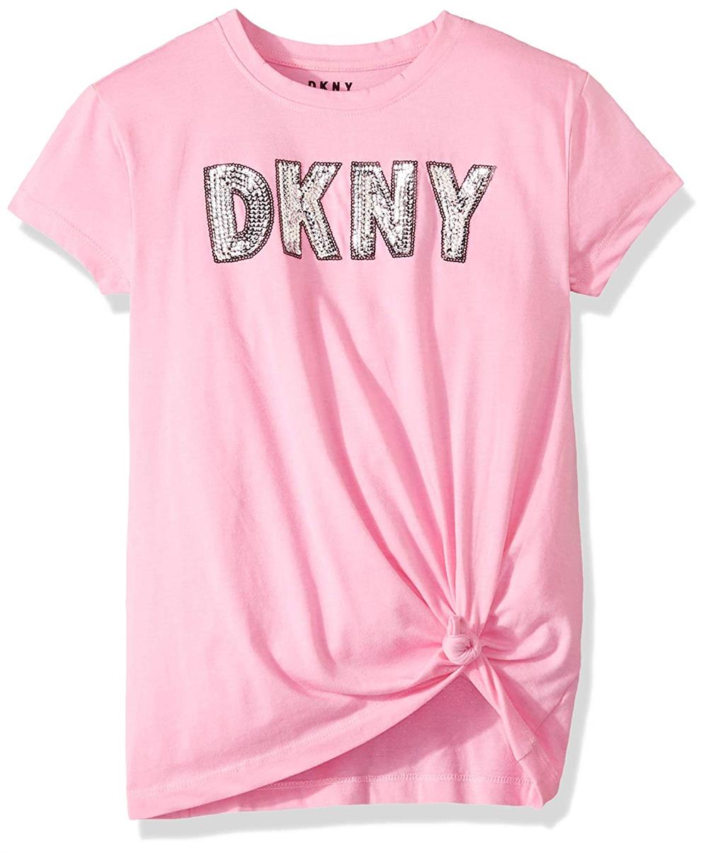 DKNY Girls' 4-6X Little Short Sleeve Printed Fashion T-Shirt