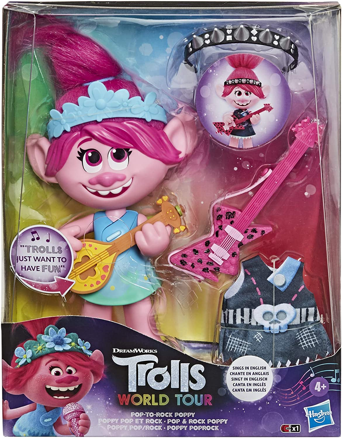 DreamWorks Trolls World Tour Pop-to-Rock Poppy Singing Doll