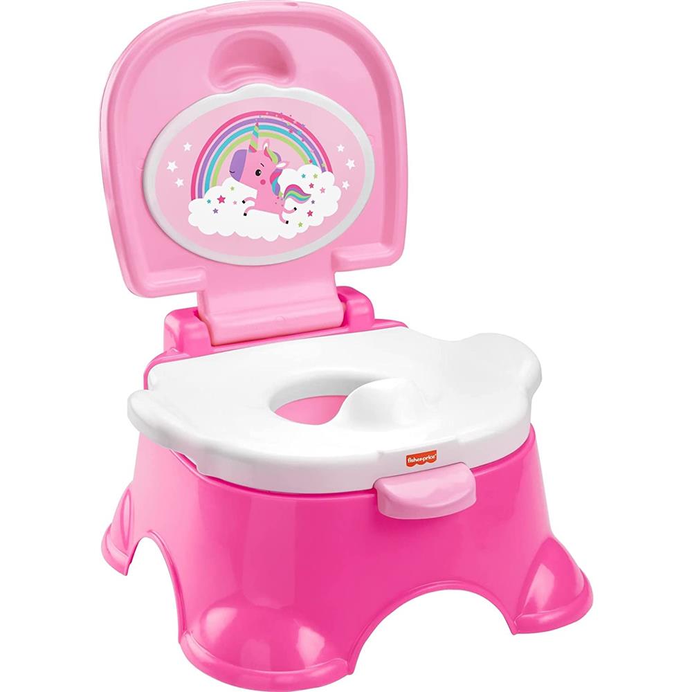 Fisher Price 3-in-1 Unicorn Tunes Potty Training Toilet Ring and Step Stool for Toddlers