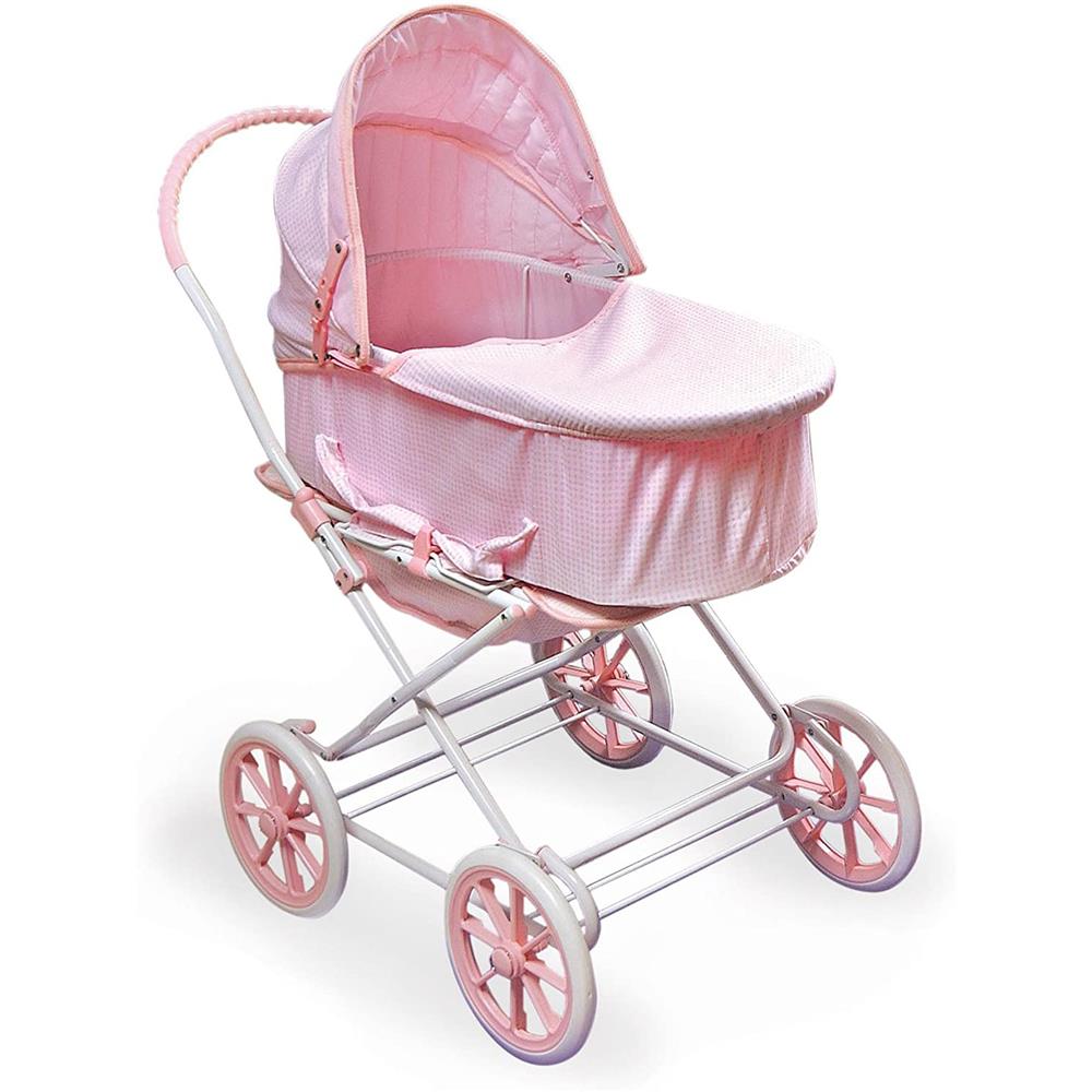 Badger Basket 3-in-1 Doll Pram, Carrier, and Stroller, Pink Gingham