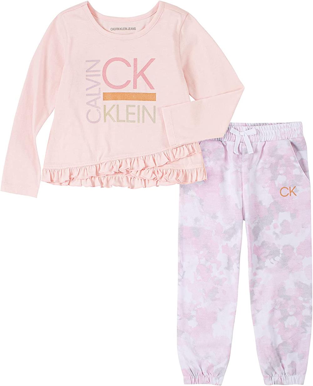 Calvin Klein Girls 2T-4T Tie Dye Jogger Set