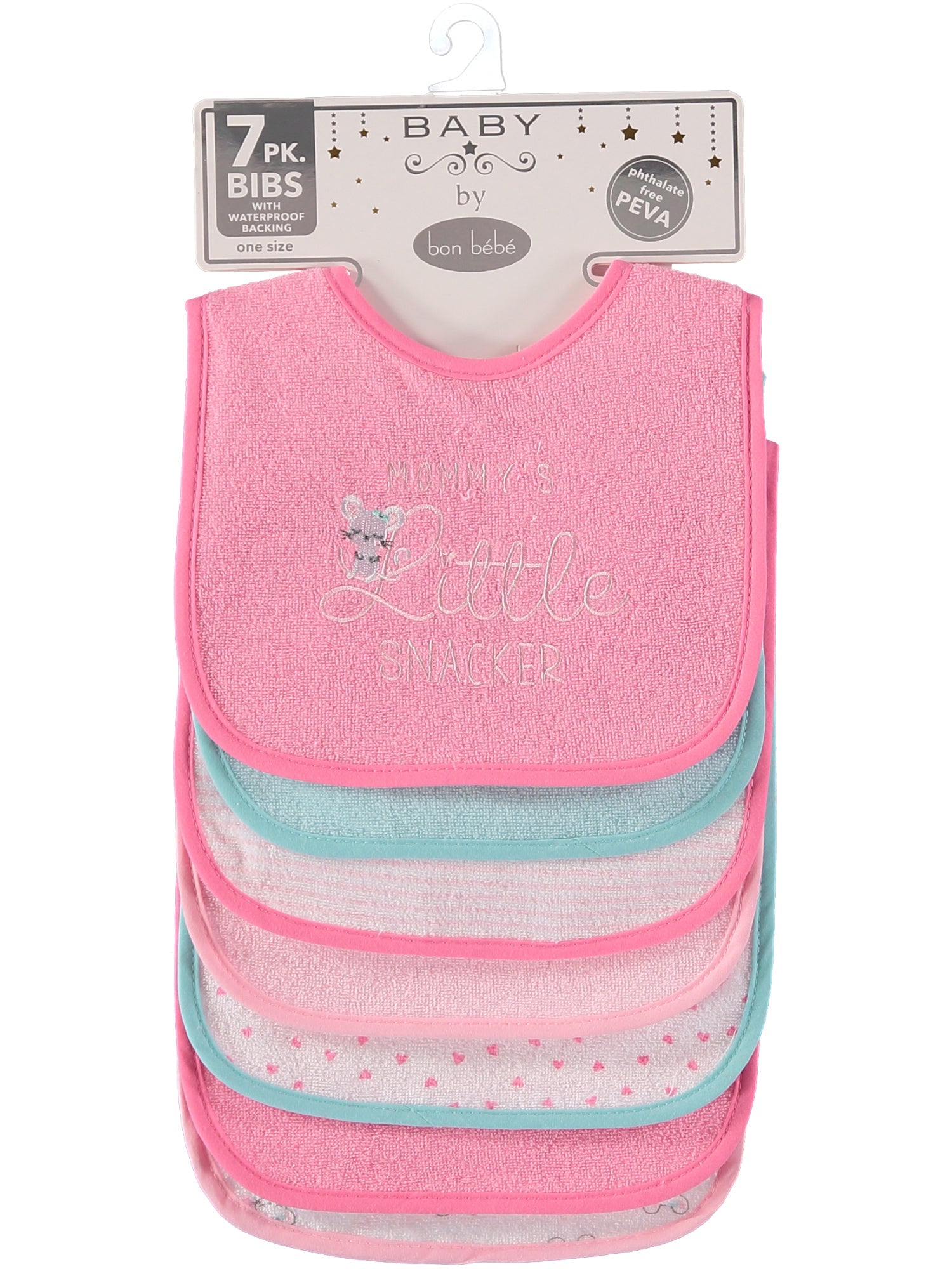 Bon Bebe Baby Girls 7-Pack Bibs with Waterproof Backing