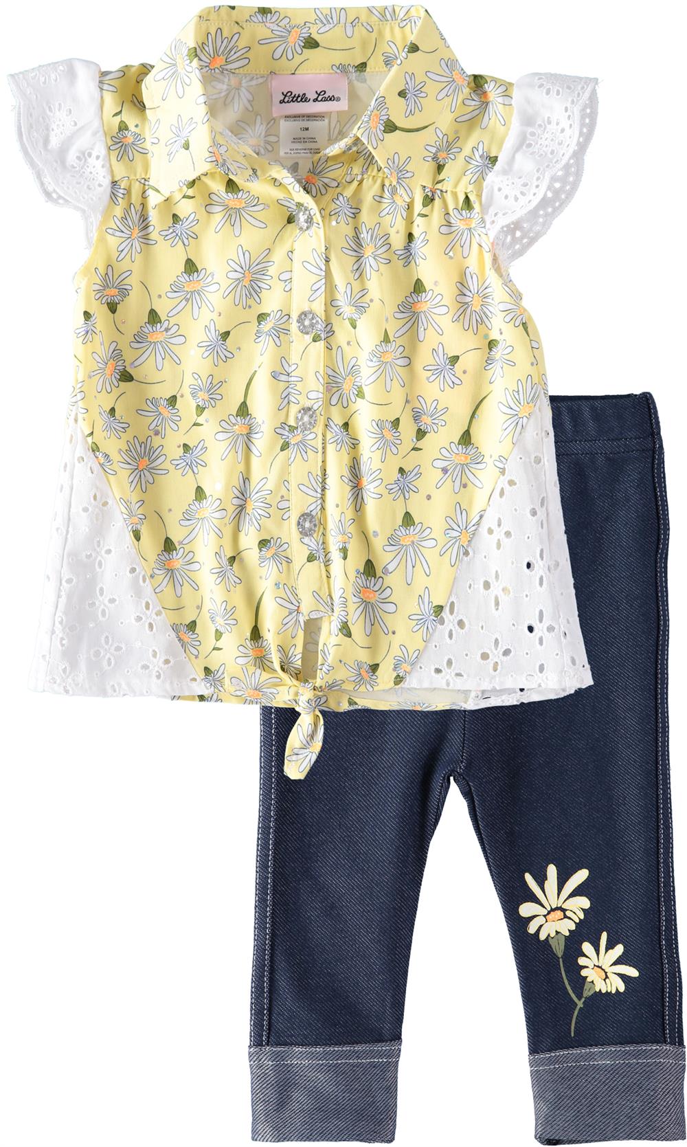 Littlem Lass Girls 2T-4T Floral Legging Set