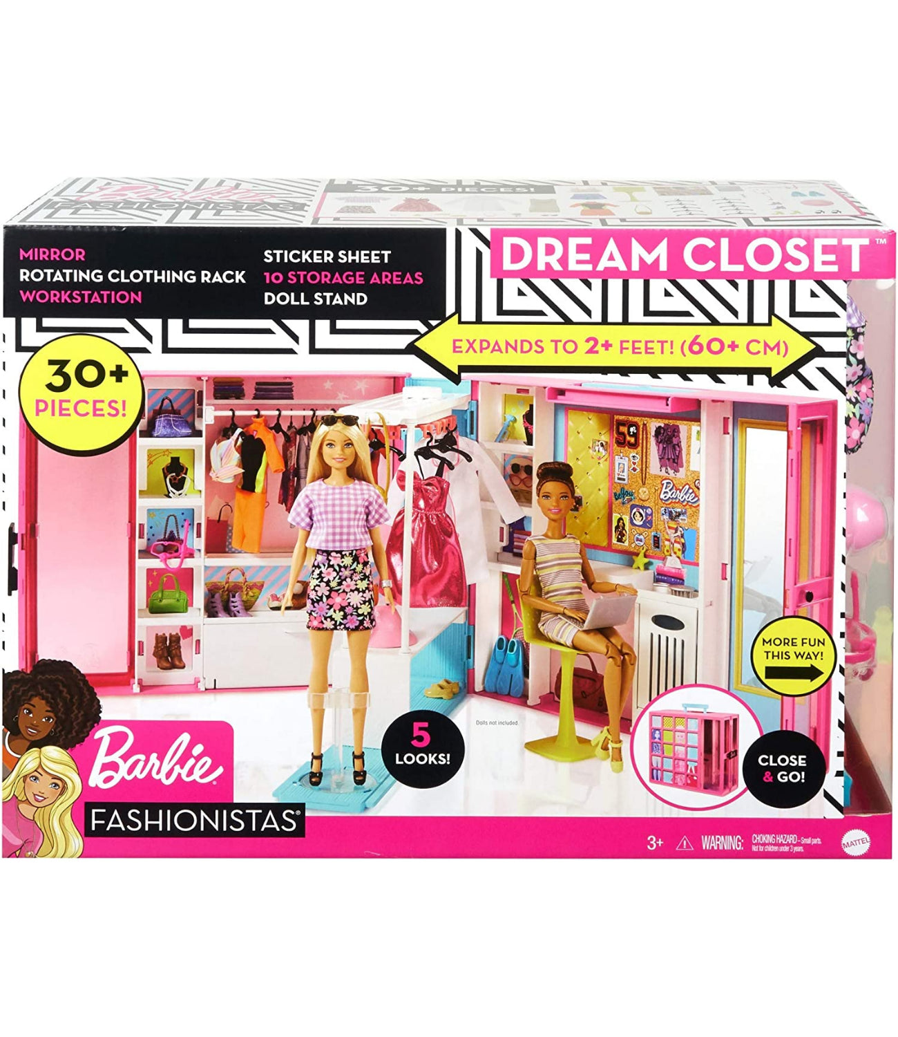 Barbie Dream Closet with 30+ Pieces, Toy Closet, Features 10+ Storage Areas