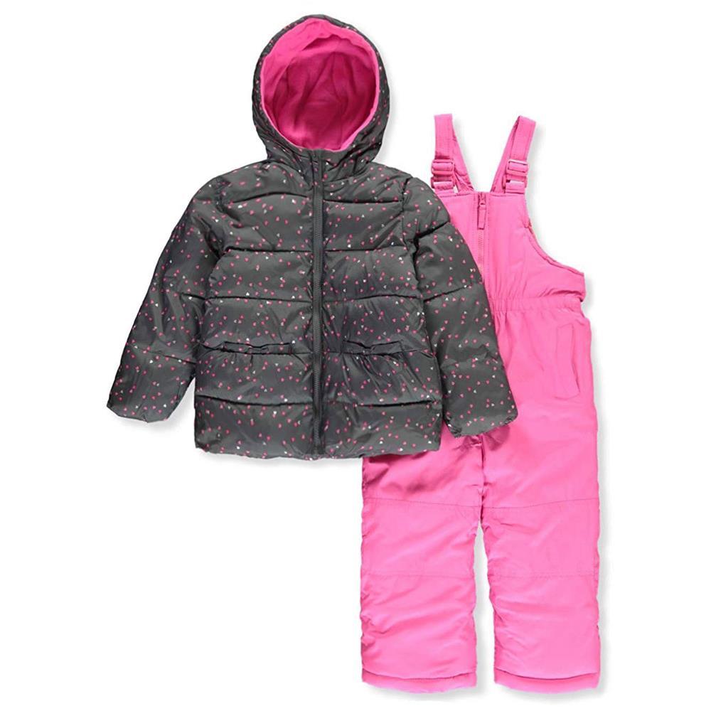 Pink Platinum Girls Heart Bow Snowsuit