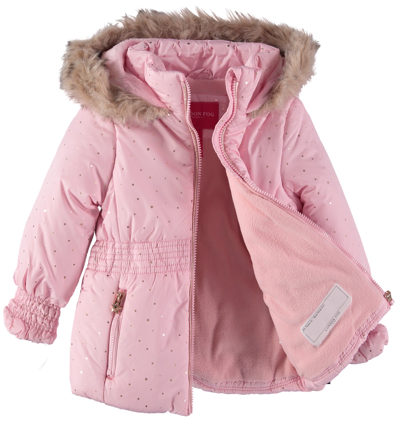 London Fog Girls 4-6X Foil Dot Smock Parka Jacket