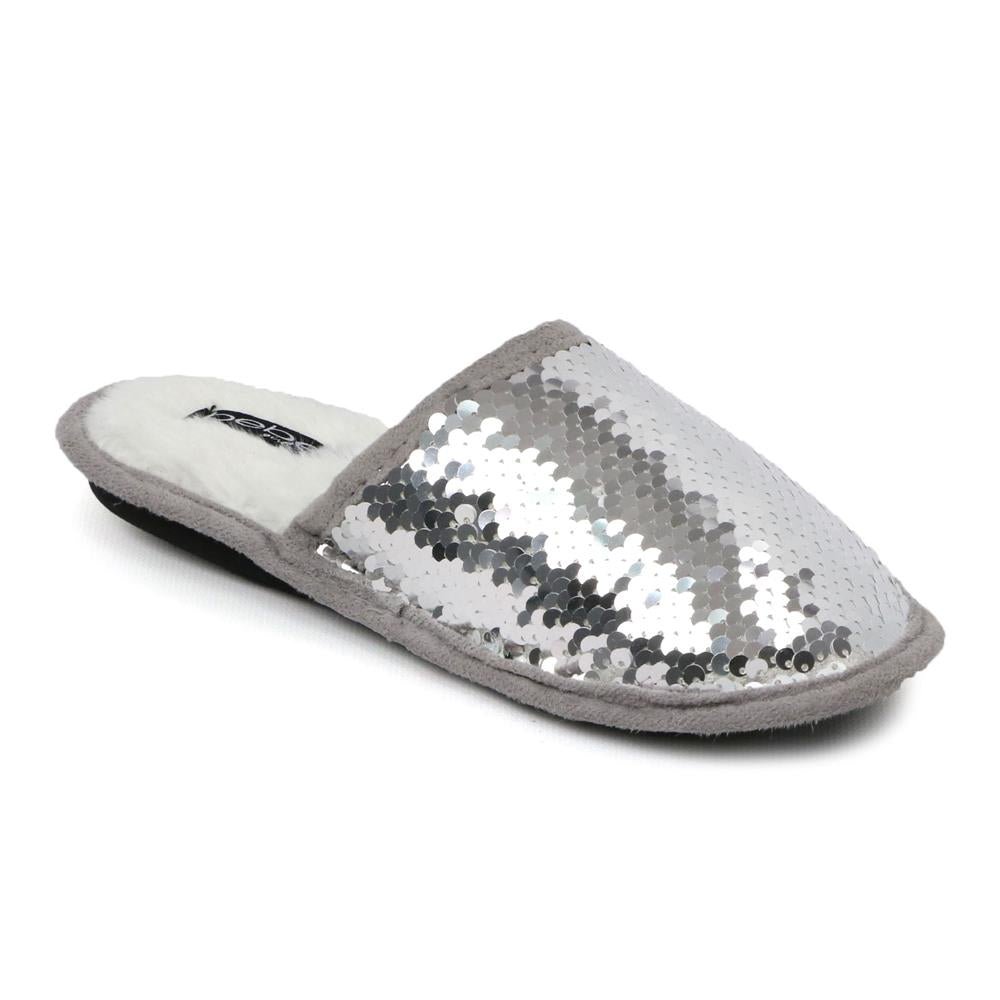 Bebe Girls Plush Flip Sequin Slippers (Little Kid)