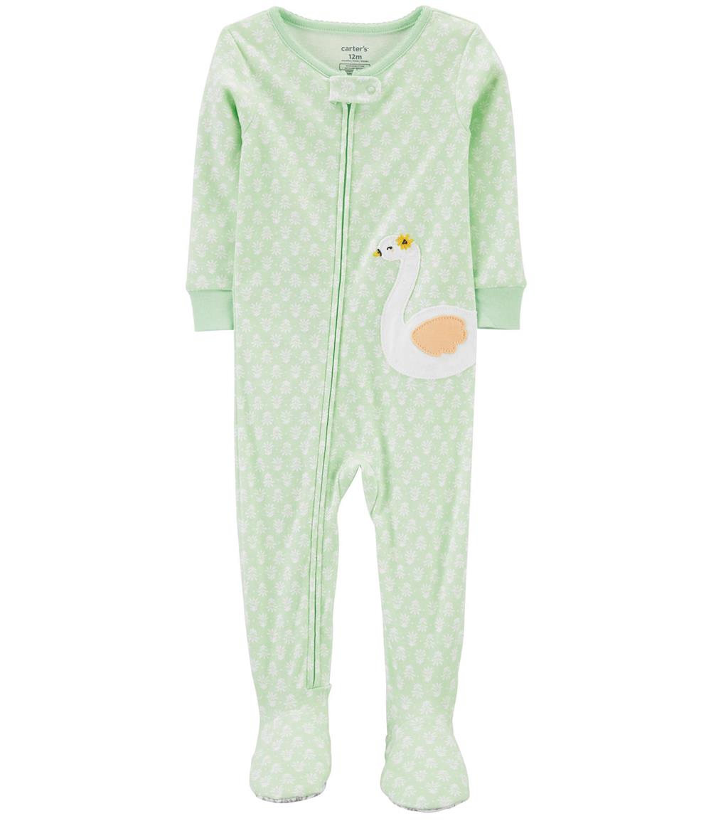 Carters Girls 12-24 Months 1-Piece Swan 100% Snug Fit Cotton Footie PJs